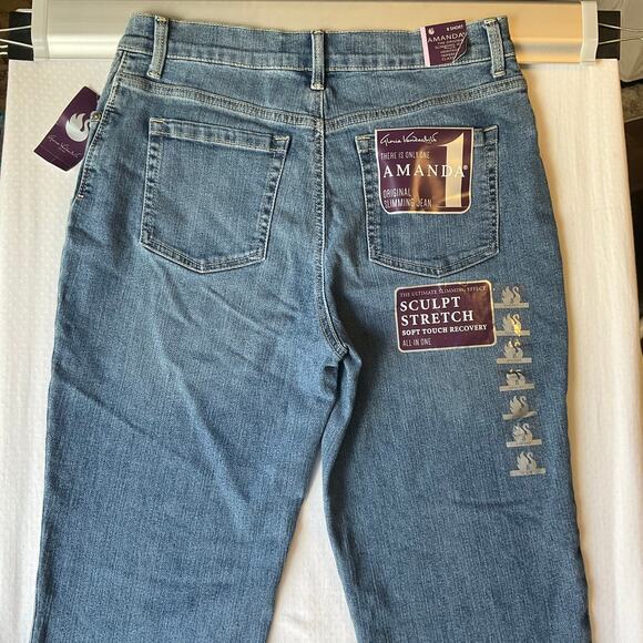 Gloria Vanderbilt Women Amanda Jeans size 8 MissyShort Blue MidRise Stretch Slim - Picture 10 of 11
